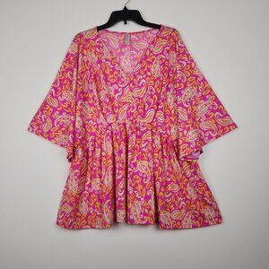 Vibrant Pink Paisley Women's Top